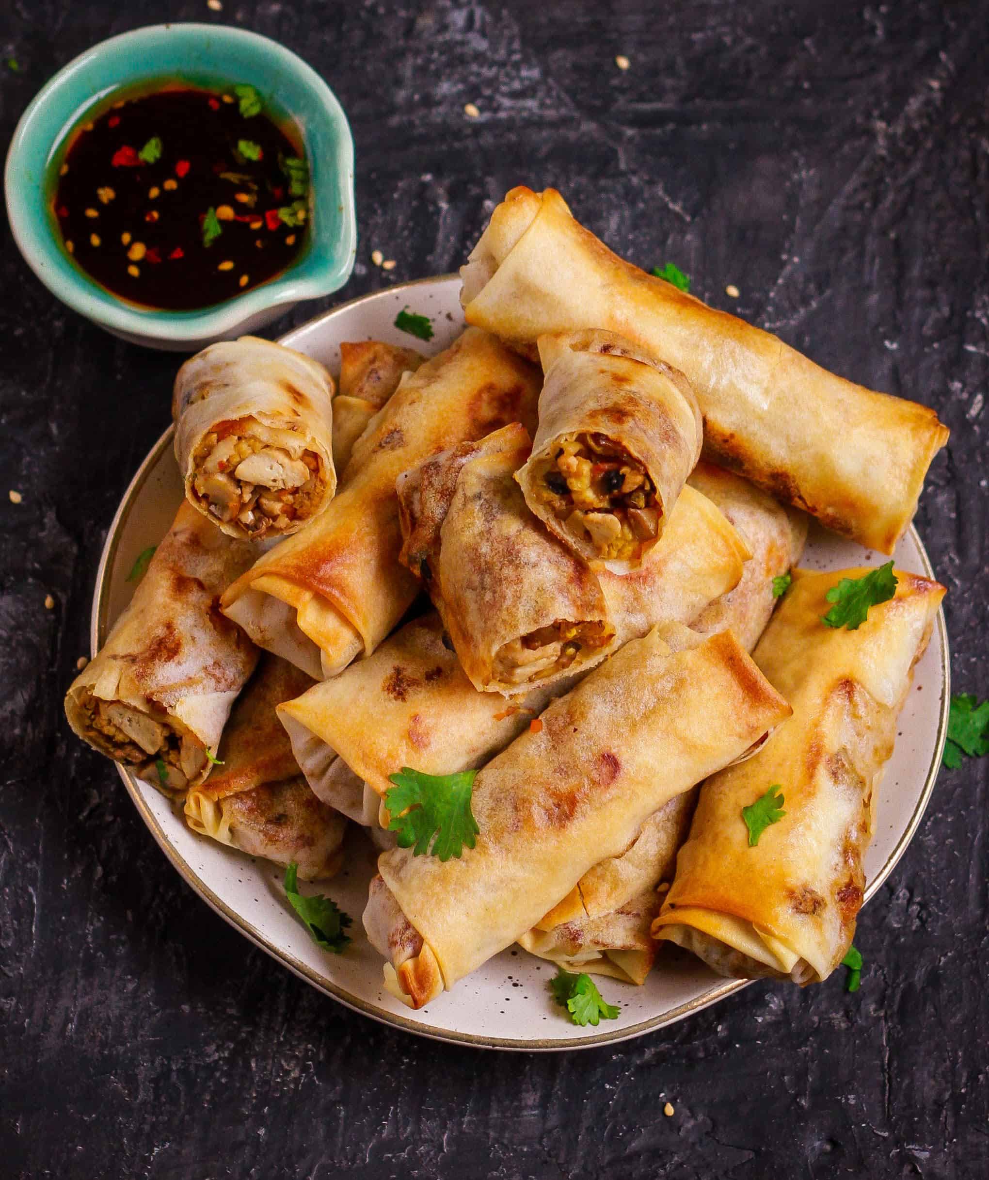 Veg Spring Rolls Recipe - Swasthi's Recipes