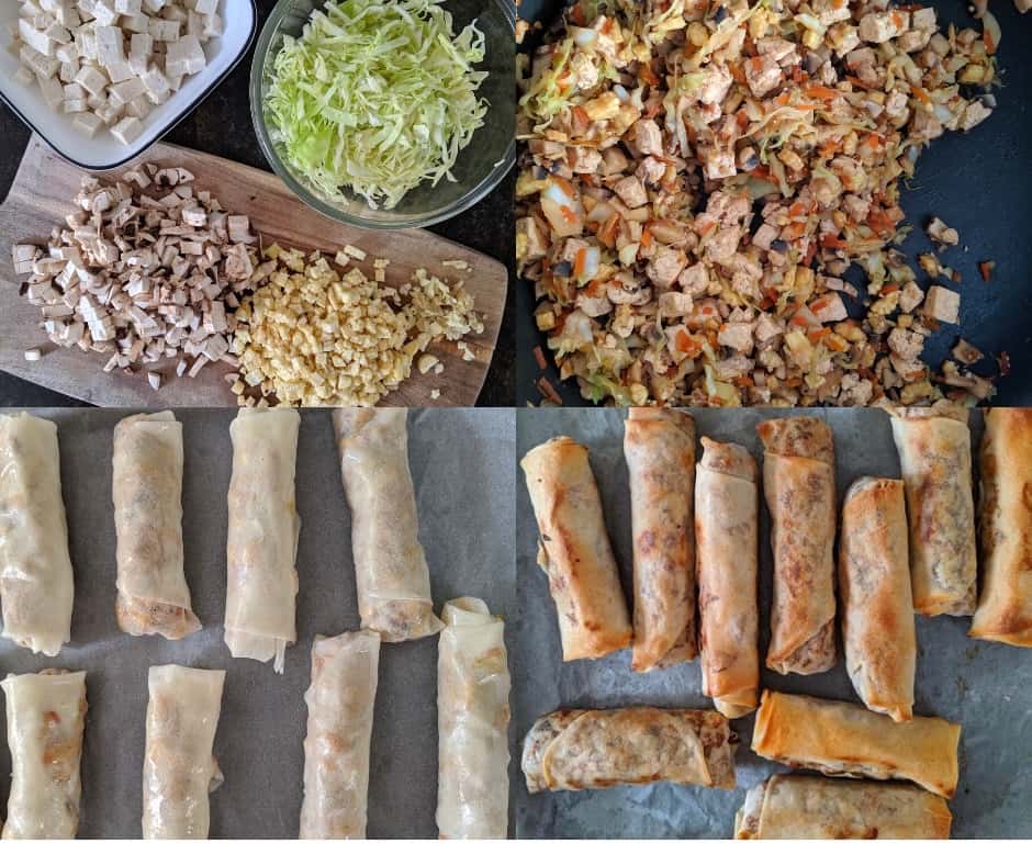 Making of Baked Veg Spring Rolls