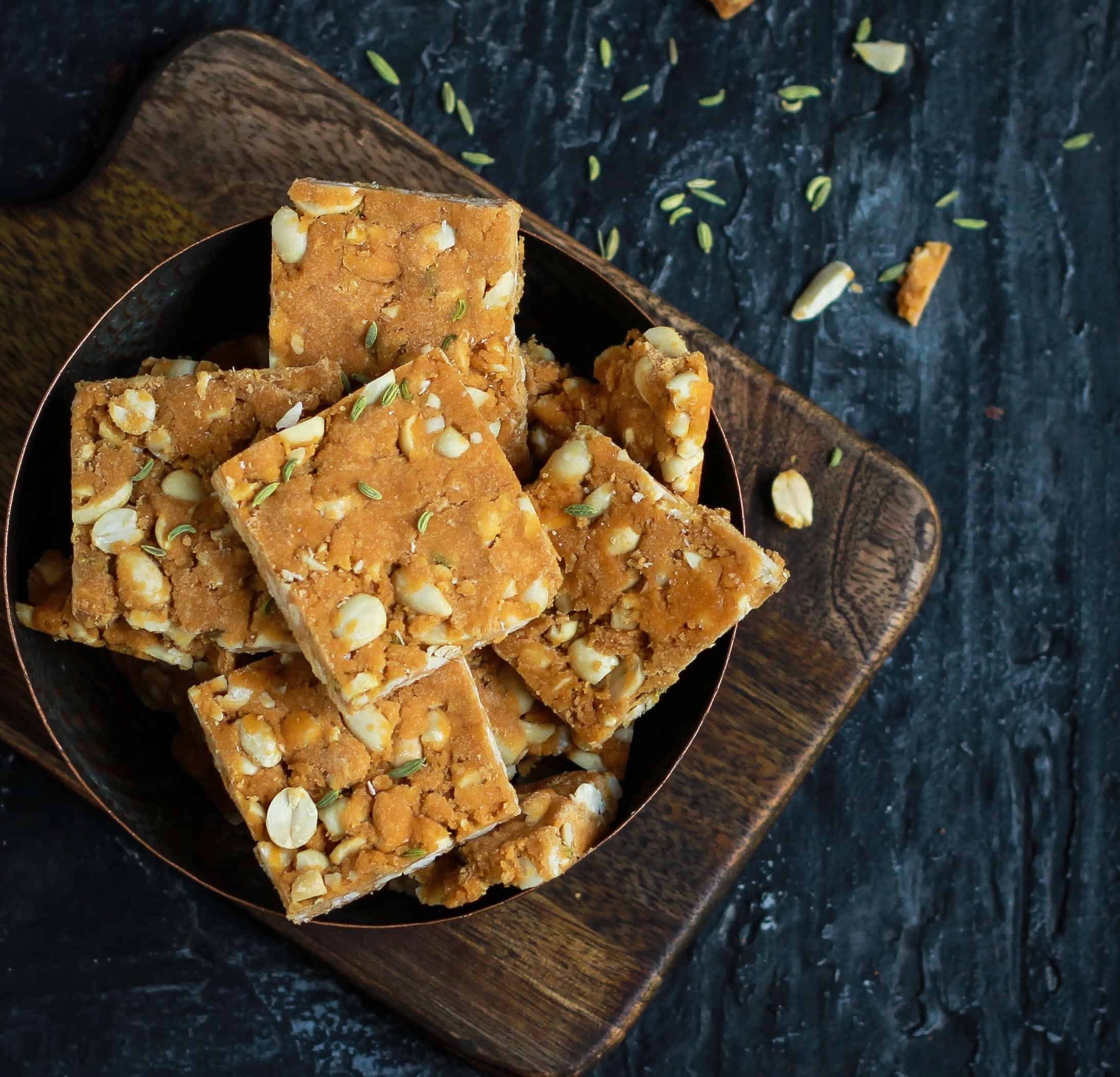 Gud Patti / Jaggery Peanut Brittle with Fennel