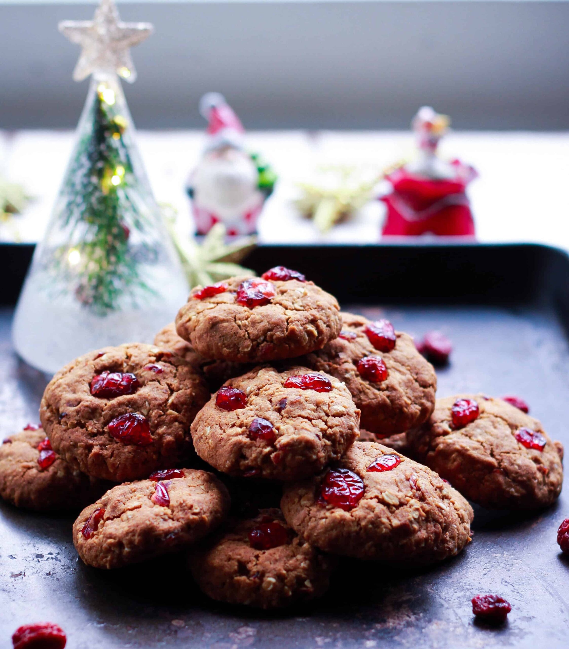 Ginger Cranberry Oatmeal Cookies vegan dairyfree refined sugarfree baking