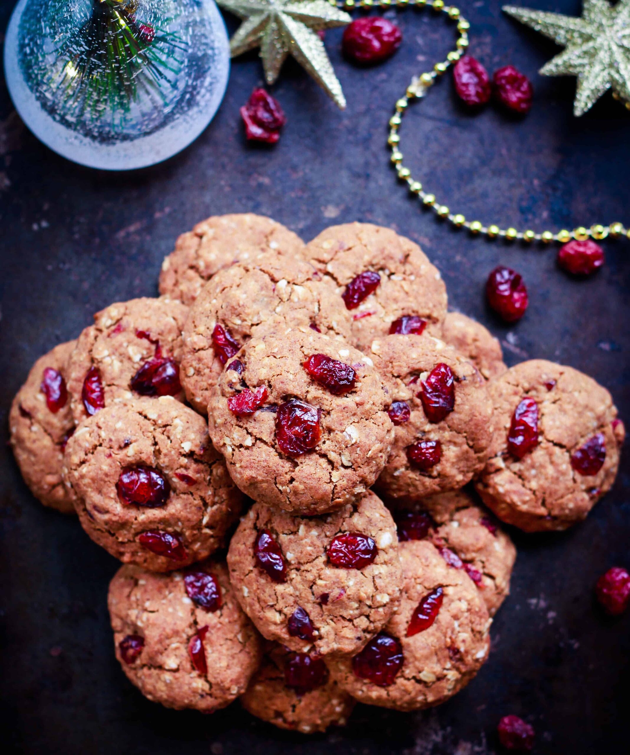 Ginger Cranberry Oatmeal Cookies vegan dairyfree refined sugarfree baking