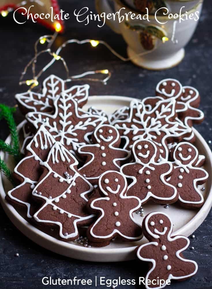 Chocolate Gingerbread Cookies glutenfree eggless recipe Holiday baking