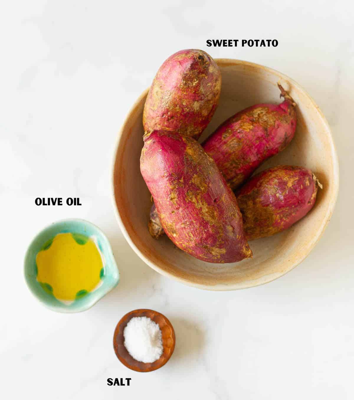 Ingredients for making baked sweet potatoes.