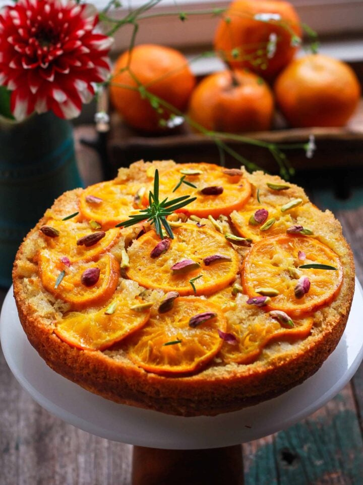 Orange Upside Down Cake wholegrain eggless baking