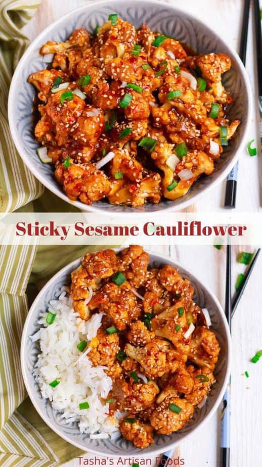 Sticky Sesame Cauliflower easy vegetarian glutenfree vegan friendly meal