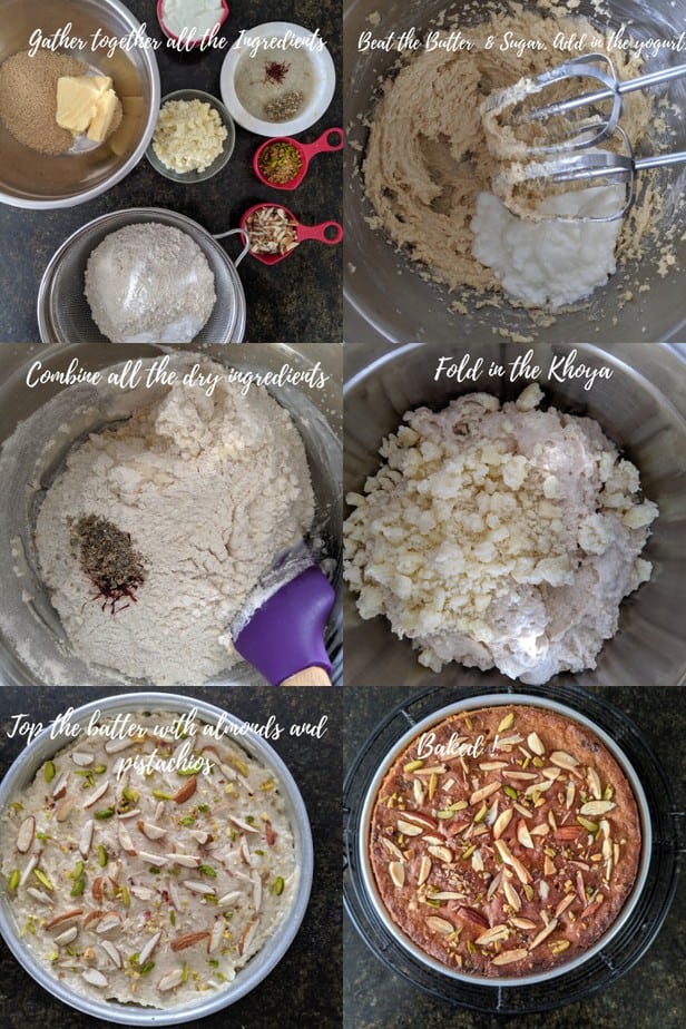 Process of making Mawa Cake.