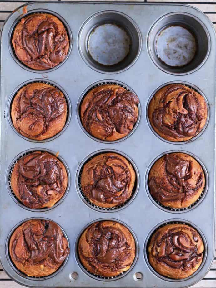 Nutella Banana Muffins | Easy eggless recipe