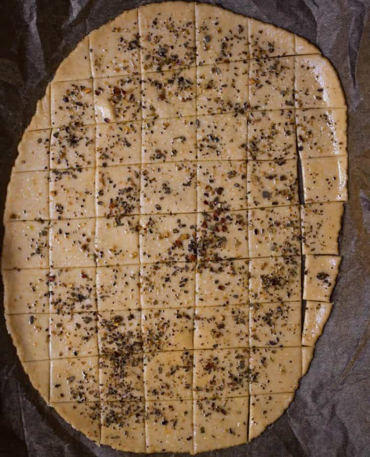 Rolled out dough for Sourdough Crackers | Easy Vegan Sourdough Cracker Recipe