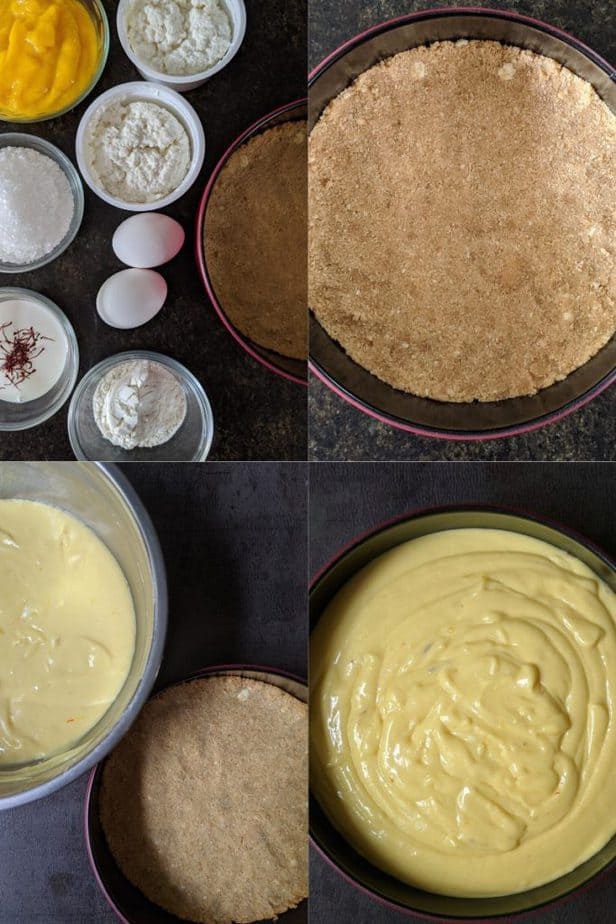 Process of making Baked Ricotta Mango Cheesecake | Easy summer cheesecake