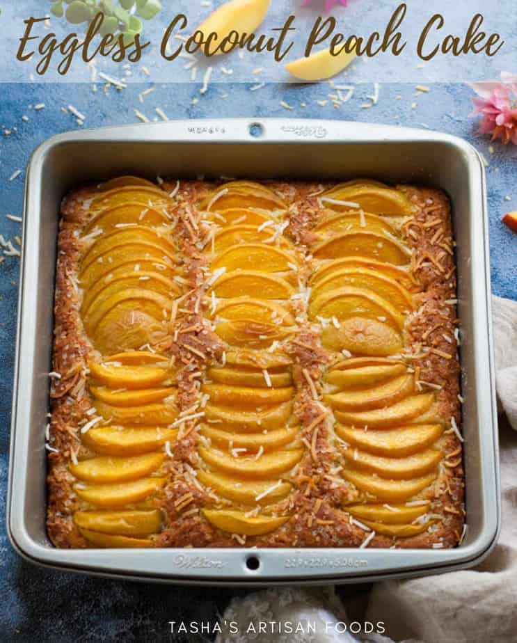 Eggless Coconut Peach Cake