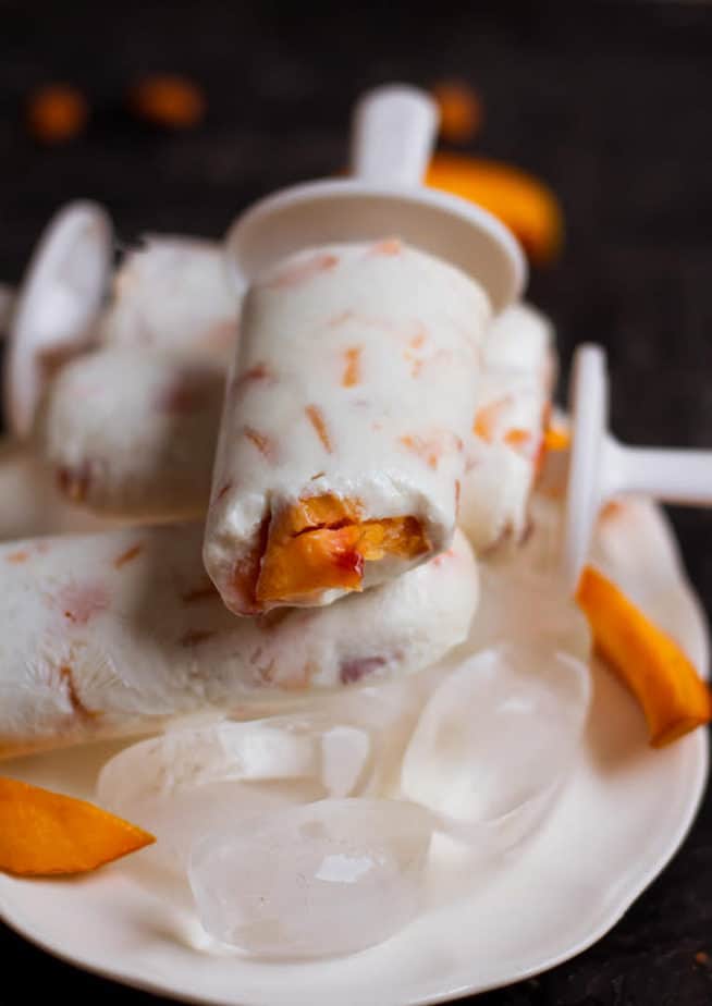 Almond Peach Popsicles | Easy vegan recipe