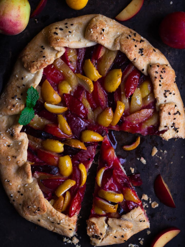 Plum Apricot Sourdough Galette | Summer fruit galette