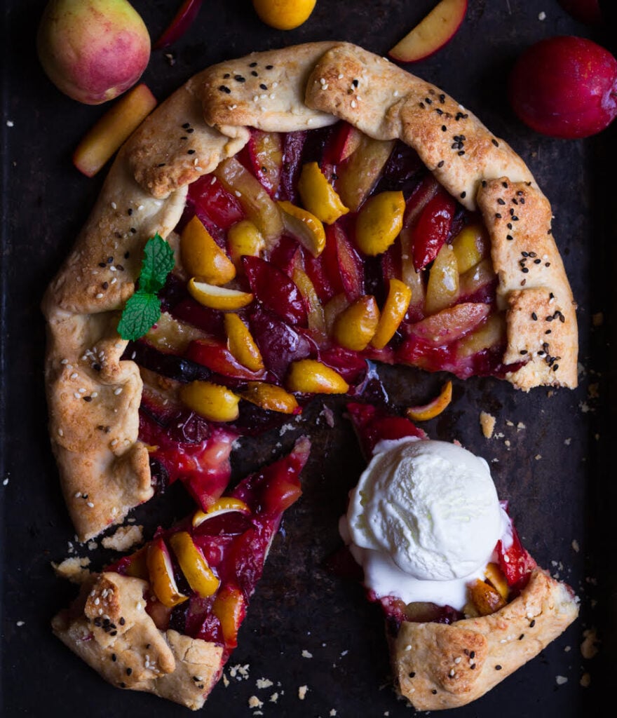 Plum Apricot Sourdough Galette | Summer fruit galette