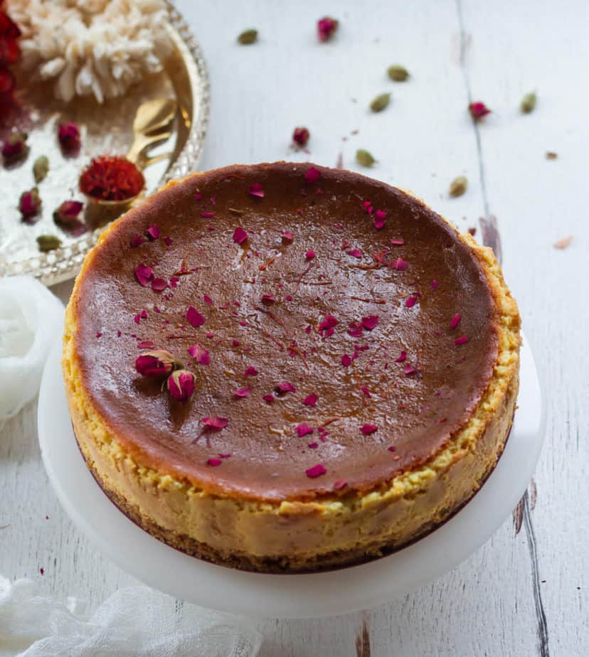 Eggless Saffron Cardamom Cheesecake Eggless Cheesecake Recipe