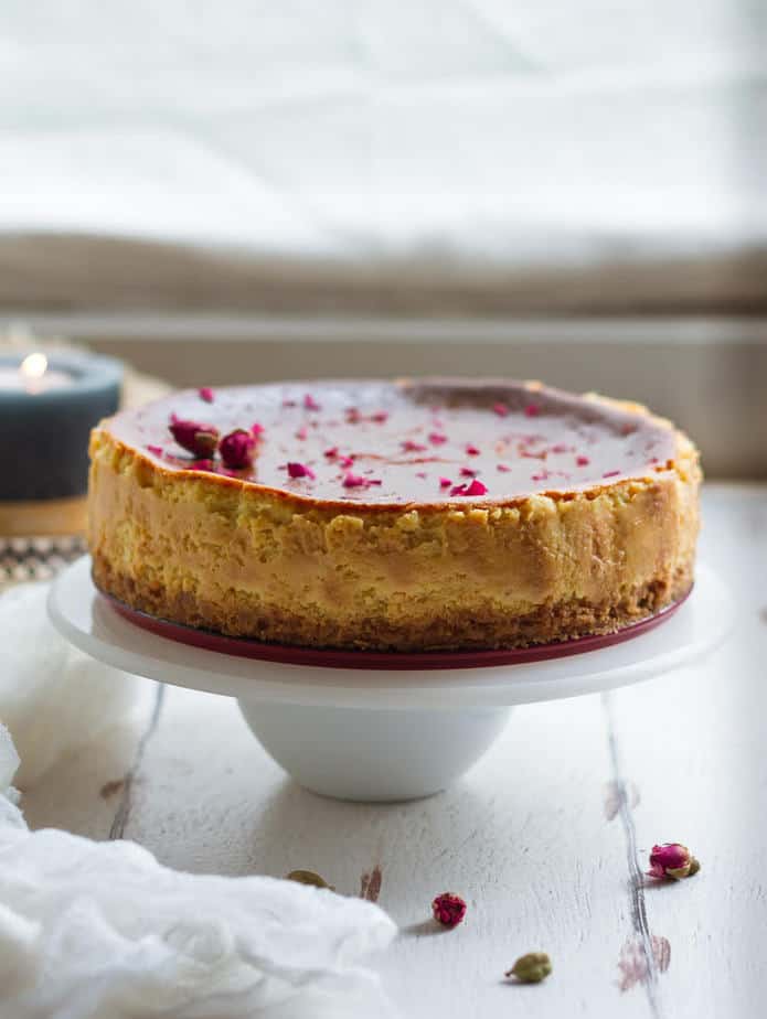Eggless Saffron Cardamom Cheesecake Eggless Cheesecake Recipe