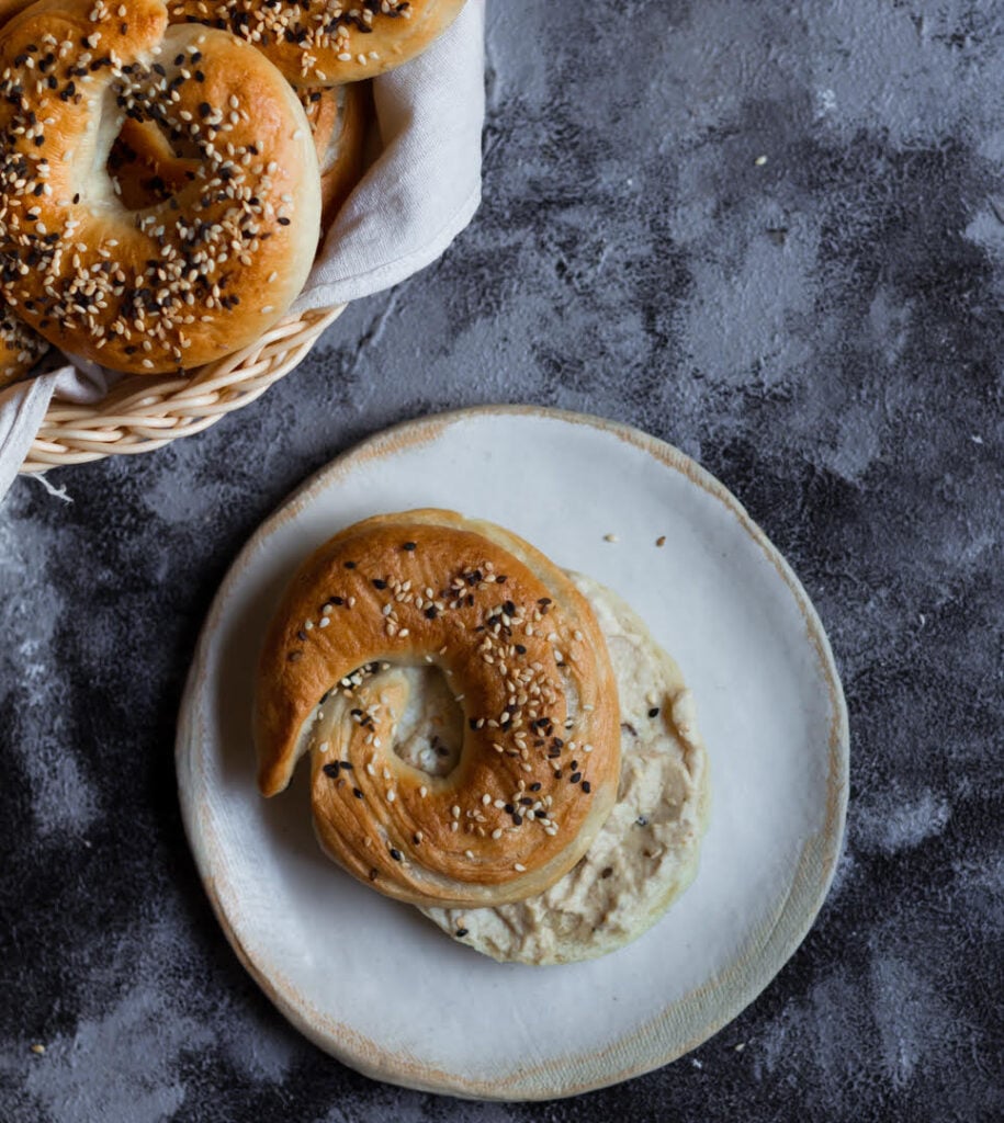 Bagels with Cashew Ricotta Cheese - Homemade Bagels Recipe | Easy Bagel Recipe