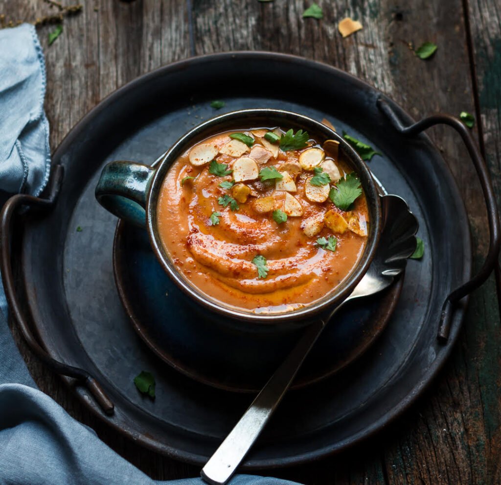 Roasted Carrot Lentil Soup | Healthy vegan carrot soup recipe