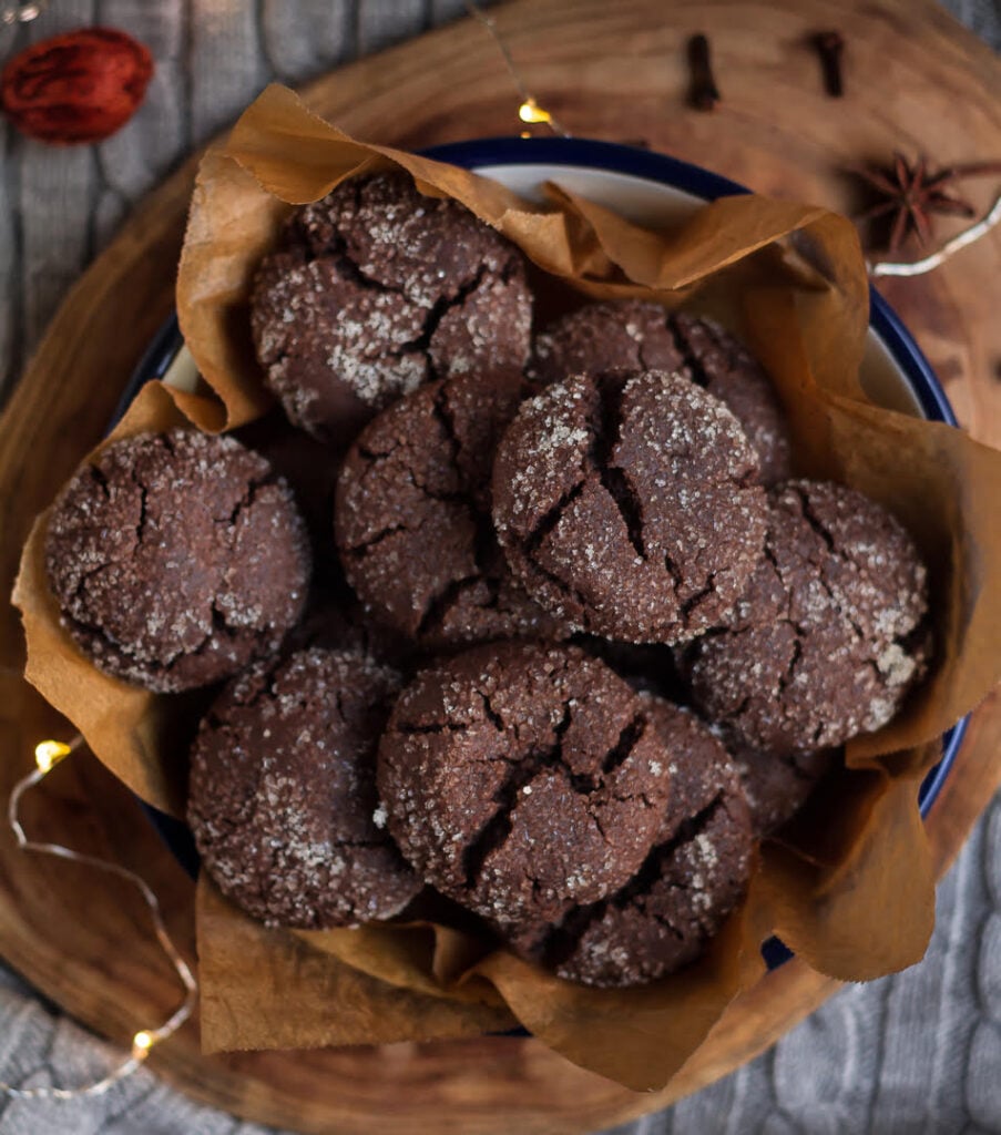 Chocolate Ginger Cookies | Easy Chewy eggless ginger cookies