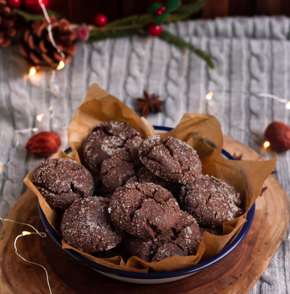 Chocolate Ginger Cookies | Easy Chewy eggless ginger cookies