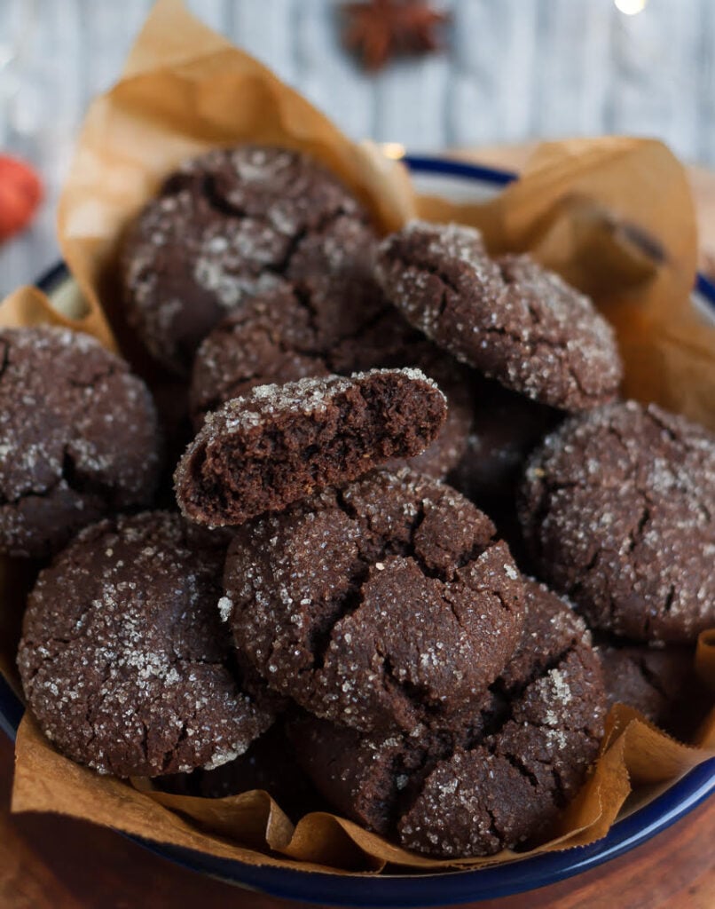 Chocolate Ginger Cookies | Easy Chewy eggless ginger cookies