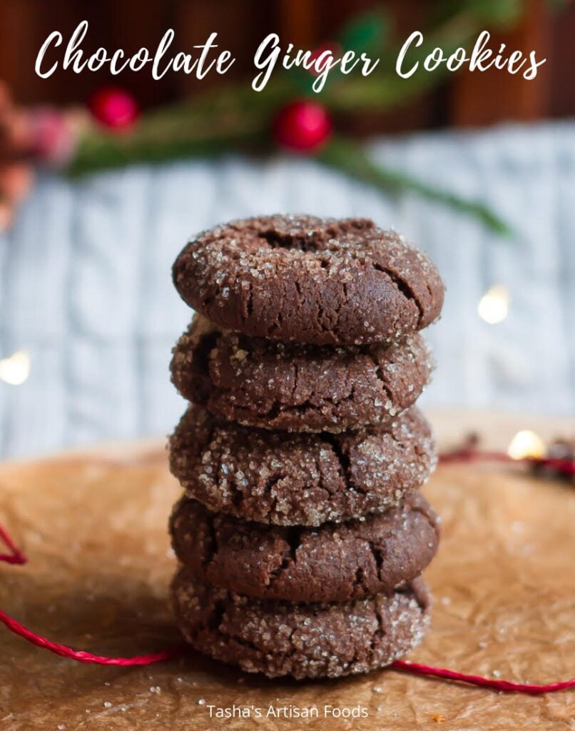 Chocolate Ginger Cookies | Easy Chewy eggless ginger cookies