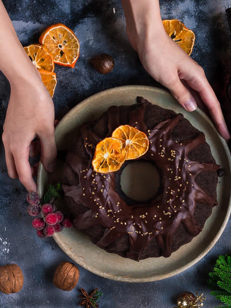 Gingerbread Rum Cake with Dried Oranges