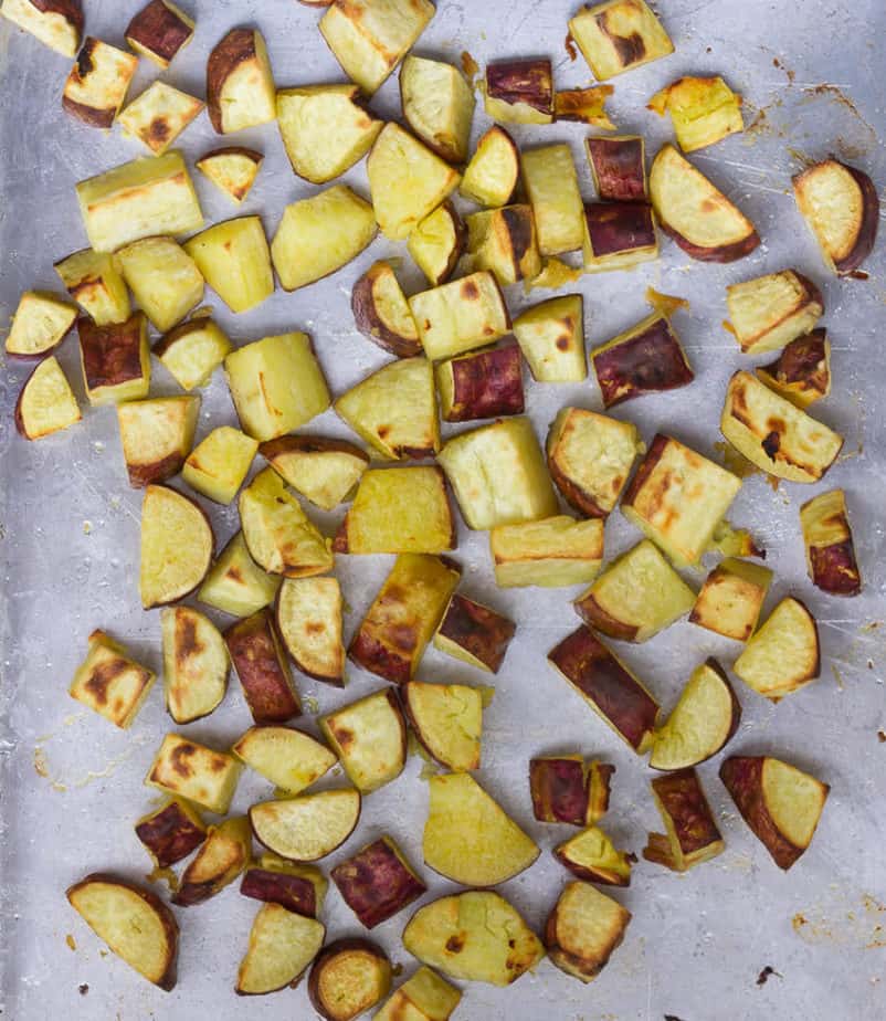Sticky Chili Sweet Potatoes | Easy vegan Asian spicy baked sweet potatoes