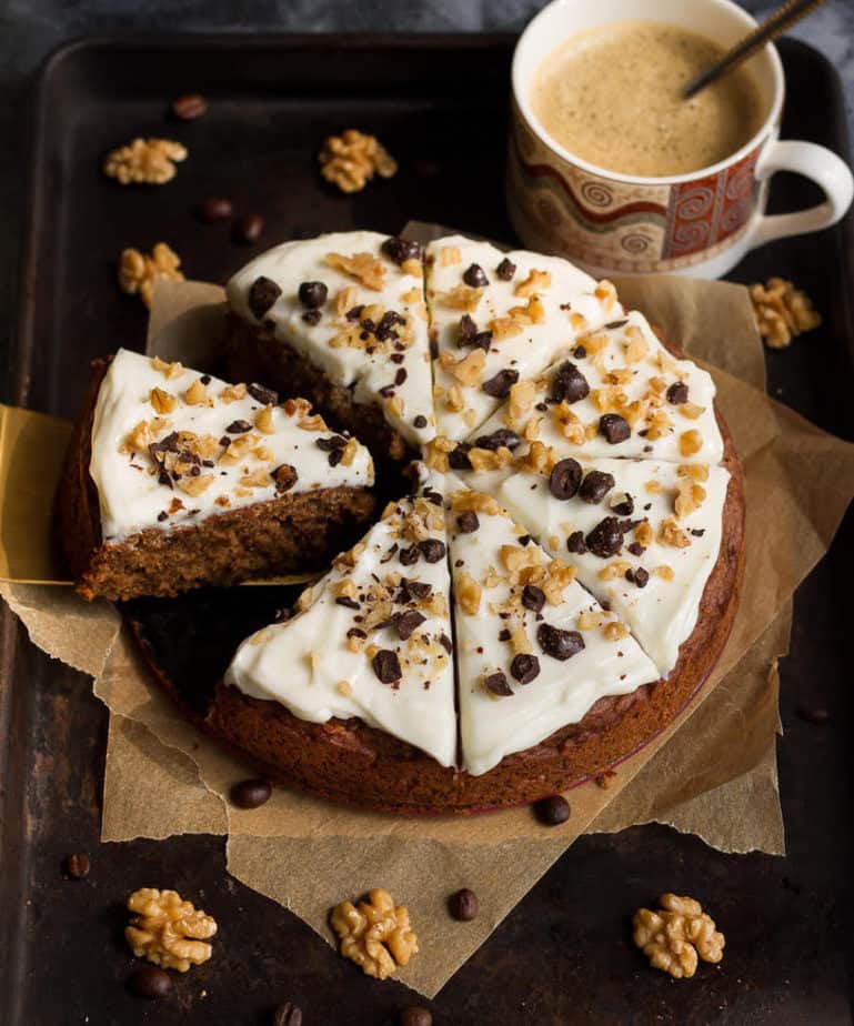 Coffee Banana Cake | Easy Eggless Coffee Banana Cake with Mascarpone Frosting