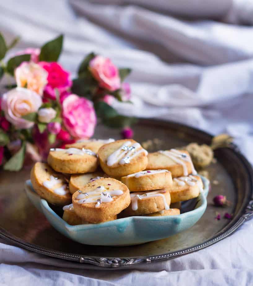 Eggless Thandai Cookies | Easy thandai shortbread cookies | Spiced shortbread cookies