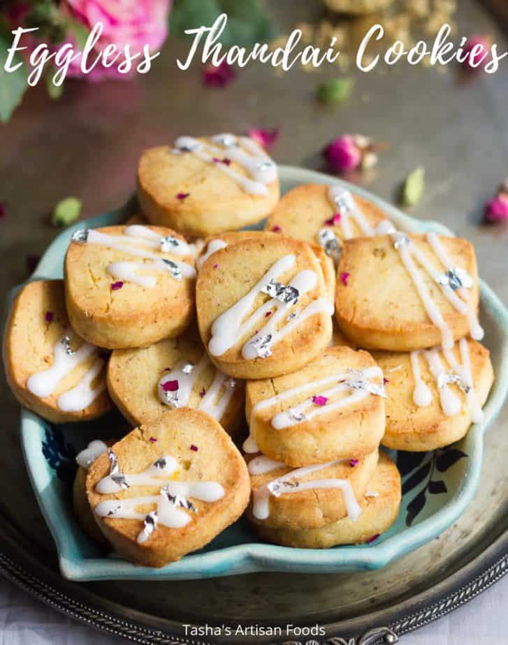 Eggless Thandai Cookies | Easy thandai shortbread cookies | Spiced shortbread cookies