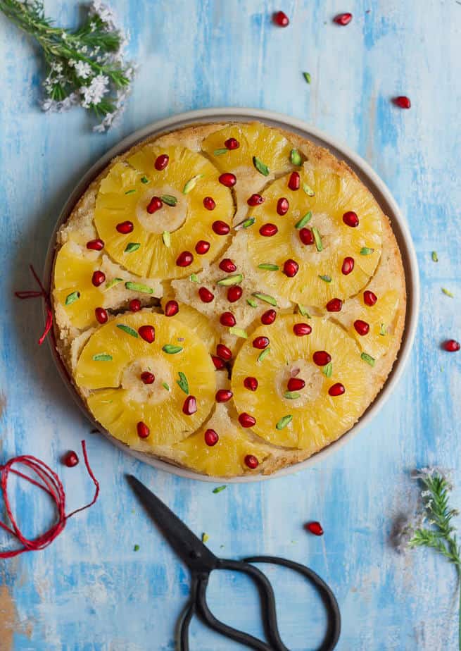 Pineapple Upside-Down Cake | Easy vegan pineapple cake recipe