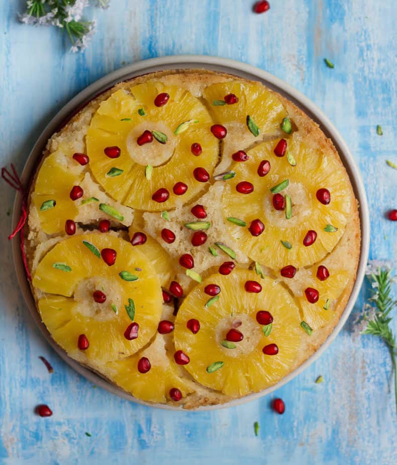 Pineapple Upside-Down Cake | Easy vegan pineapple cake recipe