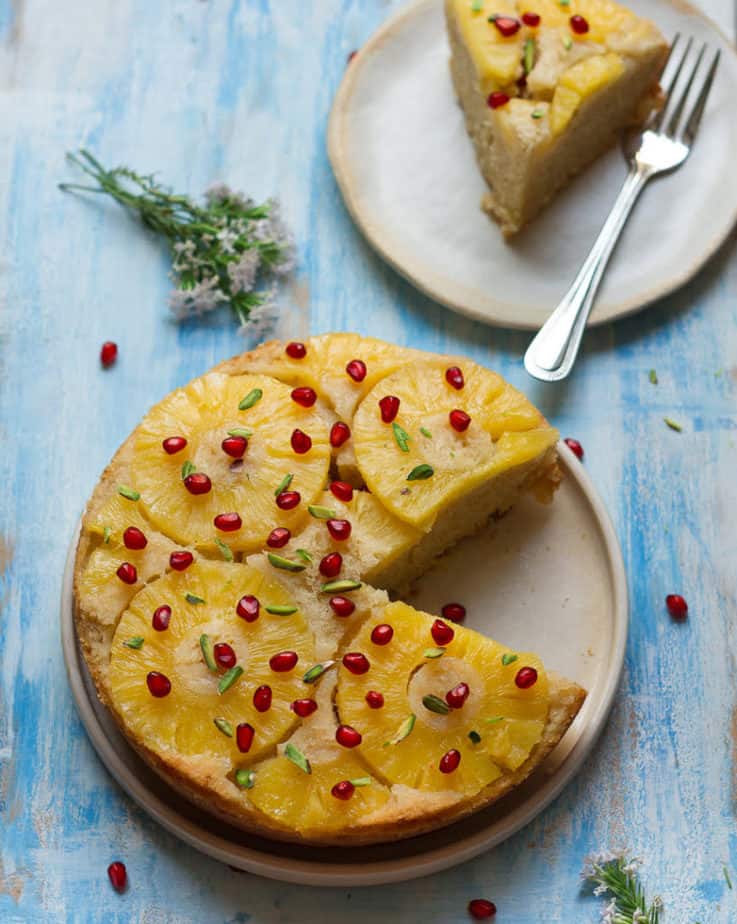 Pineapple Upside-Down Cake | Easy vegan pineapple cake recipe