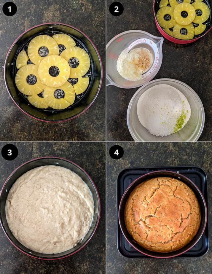 Steps for making Pineapple Upside-Down Cake | Easy vegan pineapple cake recipe