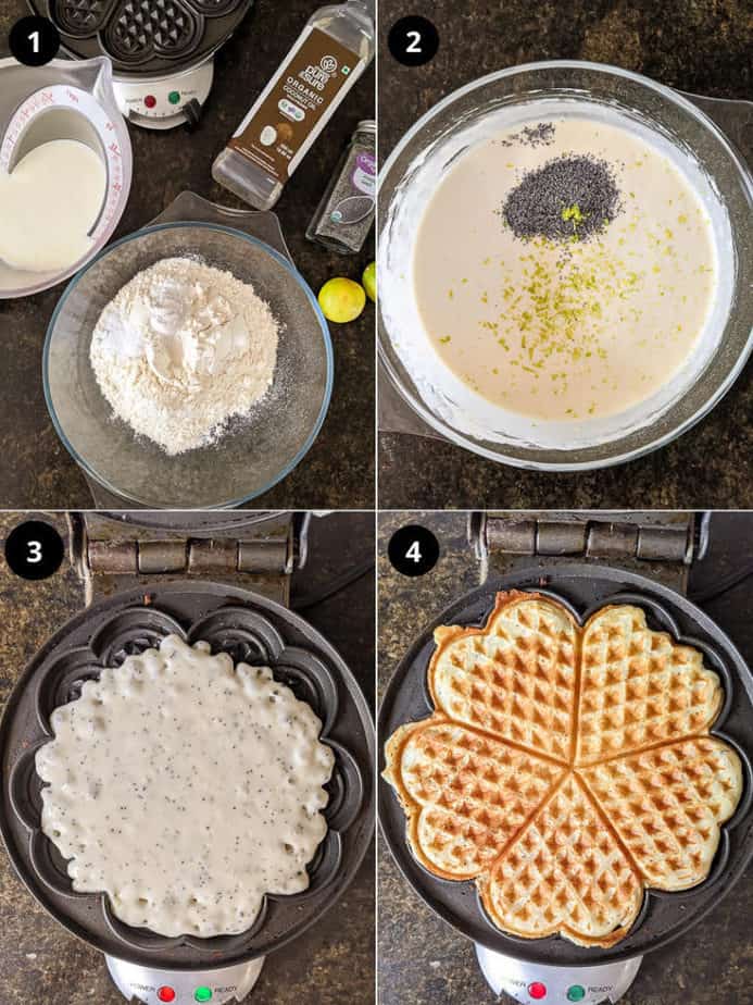 Steps for making Lemon Poppyseed Waffles | Vegan lemon poppyseed waffles recipe