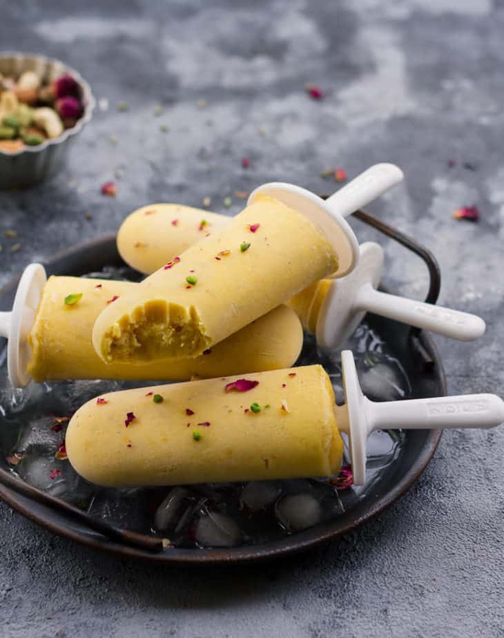 Mango Thandai Popsicles | Easy mango popsicles recipe with Thandai flavors