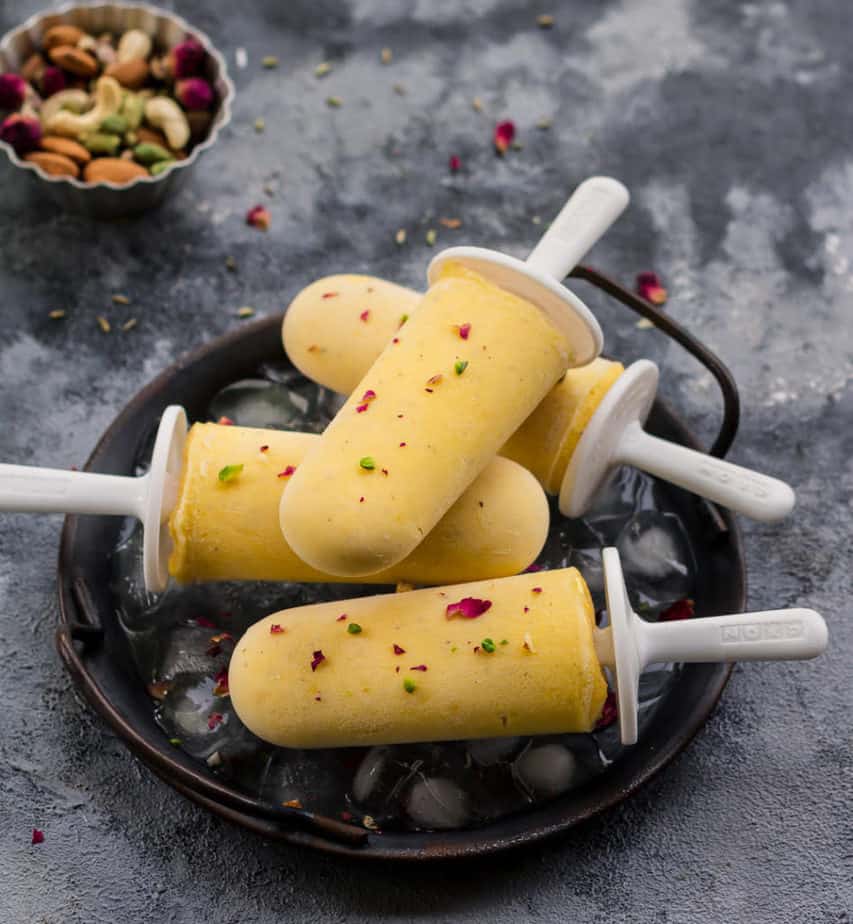 Mango Thandai Popsicles | Easy mango popsicles recipe with Thandai flavors