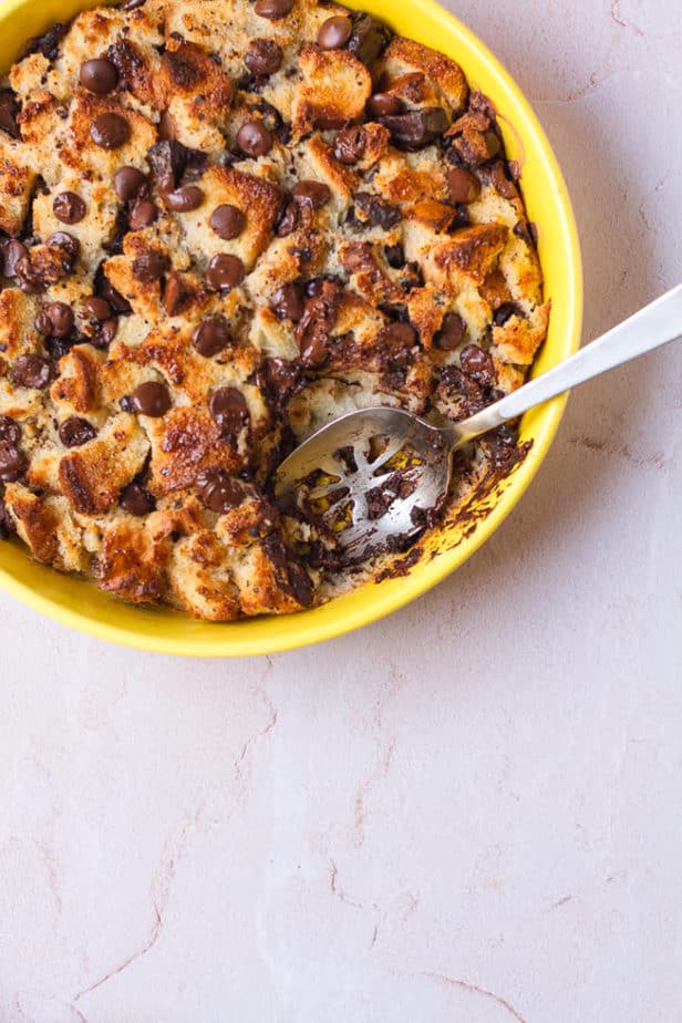 Chocolate Chip Bread Pudding | Easy chocolate bread pudding recipe