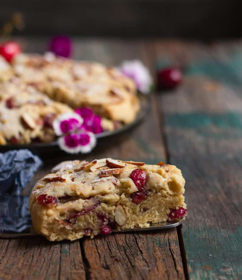 Cherry Almond Scones | Easy eggless cherry almond scones recipe