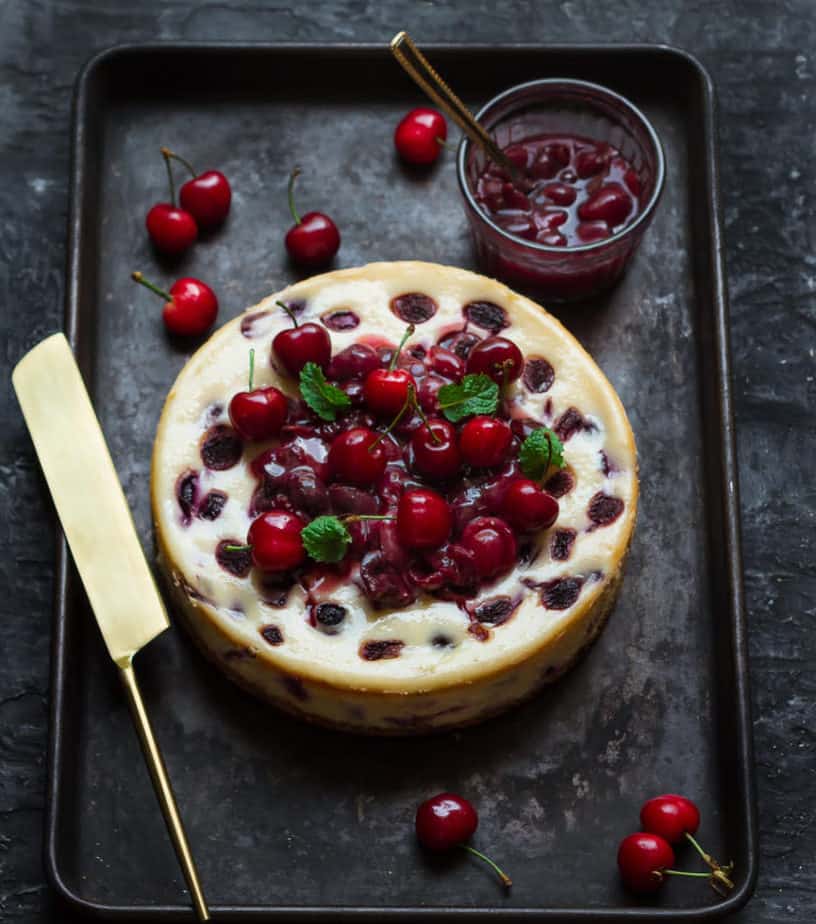 Cherry Cheesecake | Easy cherry cheesecake recipe with cherry sauce