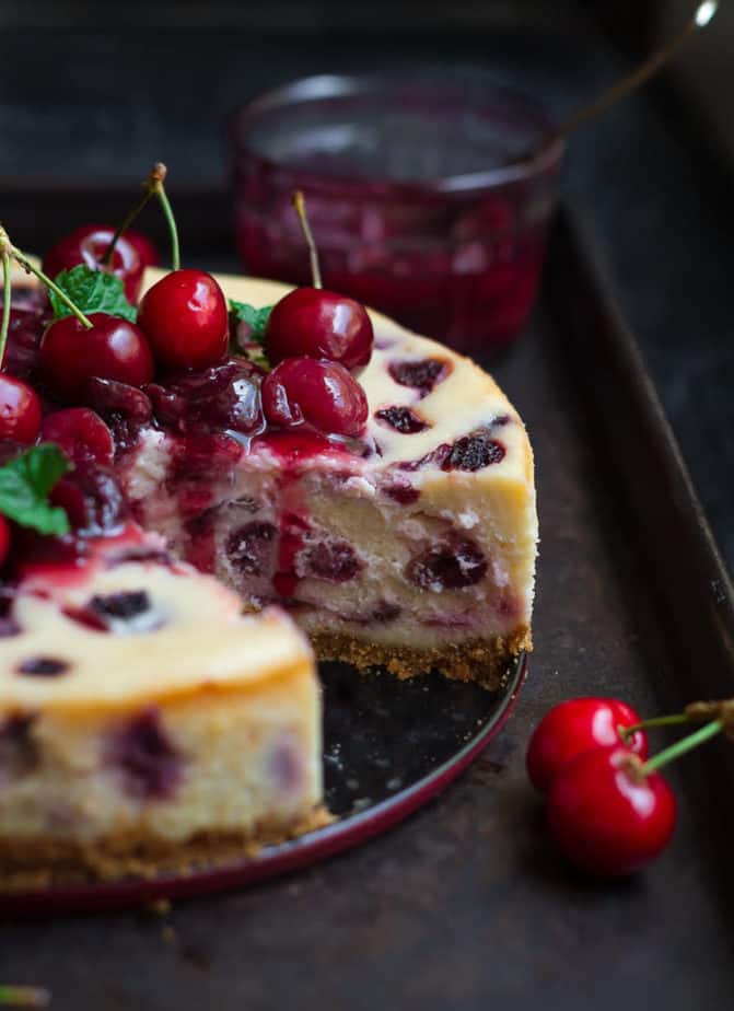 Cherry Cheesecake | Easy cherry cheesecake recipe with cherry sauce