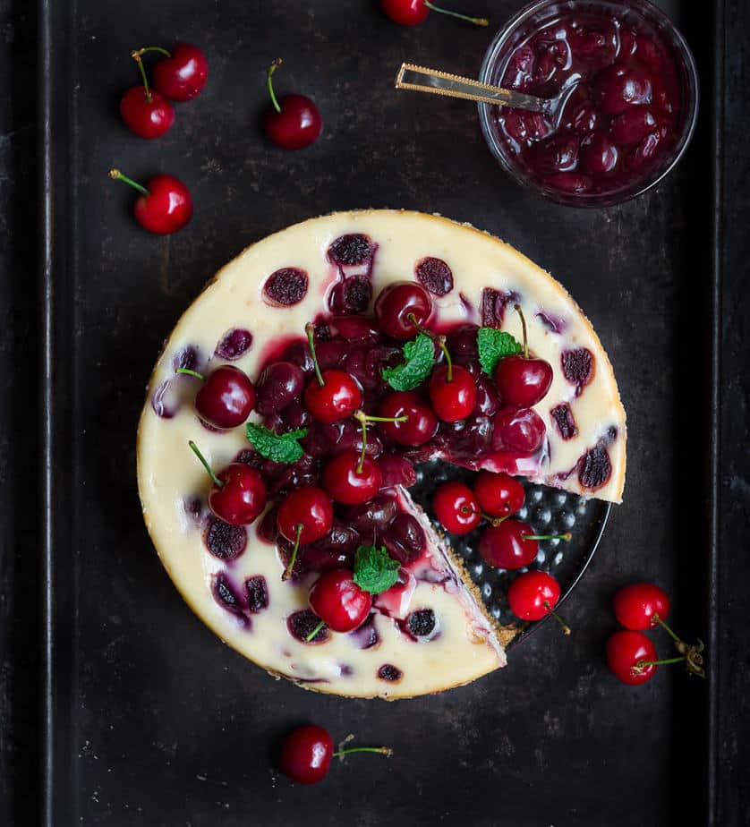 Cherry Cheesecake | Easy cherry cheesecake recipe with cherry sauce