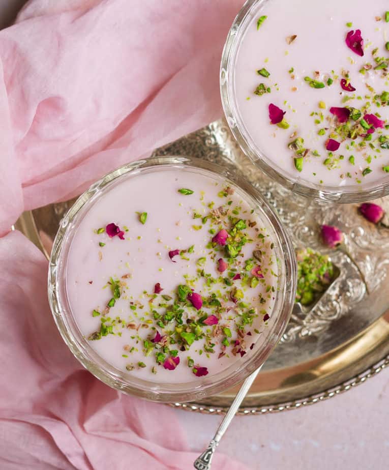 Litchi Rose Panna Cotta | Vegan Lychee Rose Panna Cotta Recipe