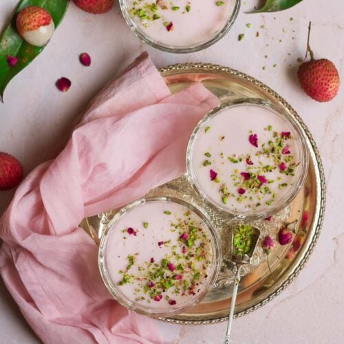 Litchi Rose Panna Cotta | Vegan Lychee Rose Panna Cotta Recipe