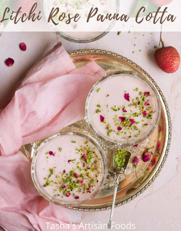 Litchi Rose Panna Cotta | Vegan Lychee Rose Panna Cotta Recipe