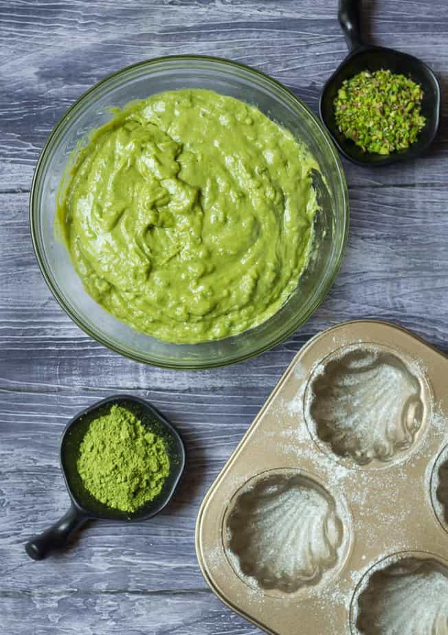 Matcha Pistachio Madeleines  |  Vegan Matcha Madeleines Recipe