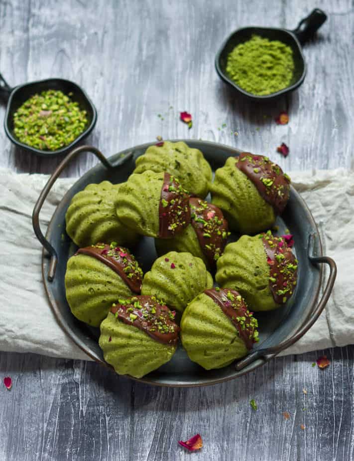 Matcha Pistachio Madeleines  |  Vegan Matcha Madeleines Recipe