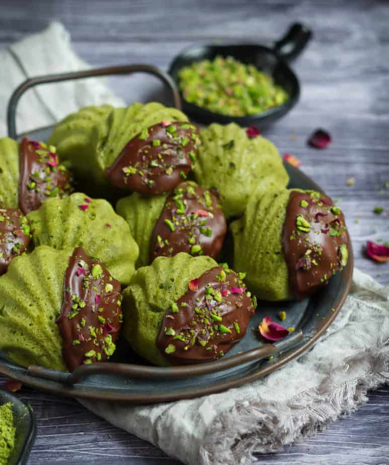 Matcha Pistachio Madeleines  |  Vegan Matcha Madeleines Recipe