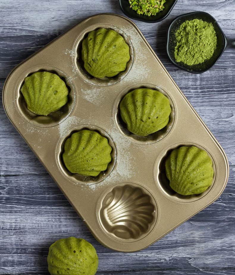 Matcha Pistachio Madeleines  |  Vegan Matcha Madeleines Recipe