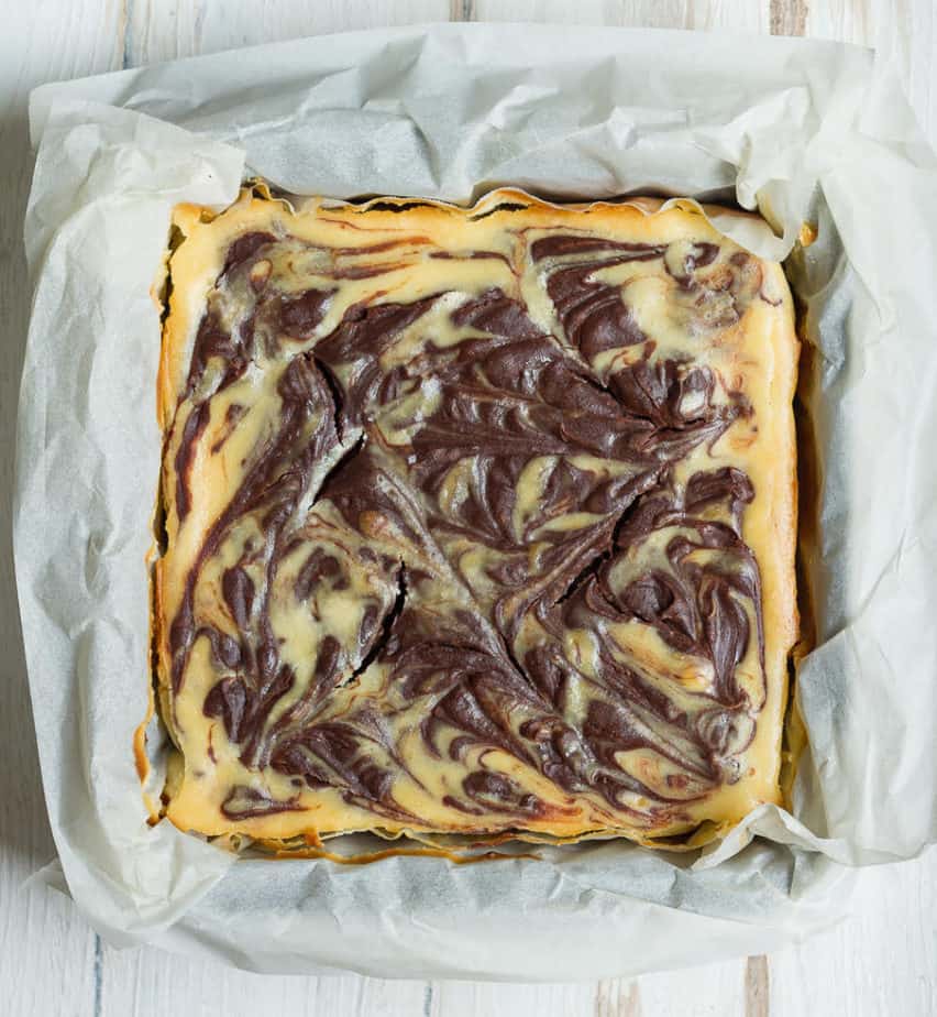 Chocolate Swirl Cheesecake Bars | Easy Chocolate Swirl Baked Cheesecake Bars